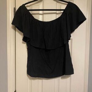 Ava & Viv Off Shoulder Ruffle Blouse - Black